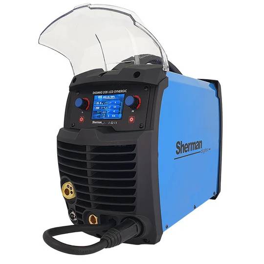 Sinerginis suvirinimo pusautomatis DIGIMIG 205 LCD SYNERGIC, 230V, 200A, komplekte suvirinimo skydelis V6b ir vežimėlis