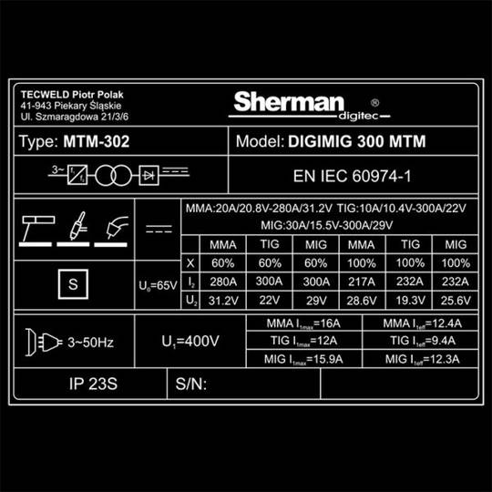 Sinerginis Sherman suvirinimo aparatas DIGIMIG 300 MTM/4R, 300A, 400V
