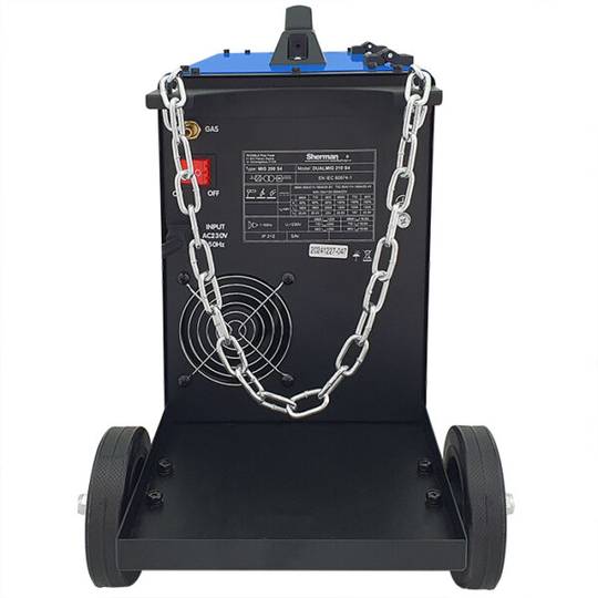 Sherman suvirinimo aparatas DUALMIG 210 S4 su ratukais ir lentyna balionui, 180A, 230V