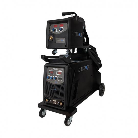 Suvirinimo pusautomatis Spartus EasyMIG 420H, 420A, 400V [šaltinis, vielos tiektuvas, vežimėlis]