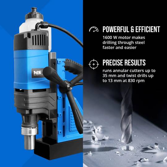 MSW-CH-35SO magnetinis gręžtuvas, 1600W, 830 aps./min., maksimalus gręžimo skersmuo 13/35 mm