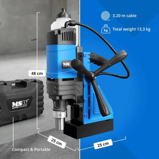 MSW-CH-35SO magnetinis gręžtuvas, 1600W, 830 aps./min., maksimalus gręžimo skersmuo 13/35 mm