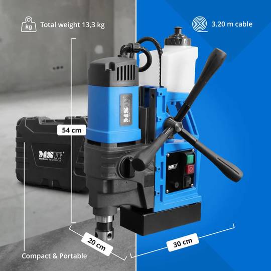 MSW-CH-502OL magnetinis gręžtuvas, 1650W, 290/510 aps./min., maksimalus gręžimo skersmuo 16/50 mm