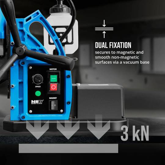 MSW-NNO-20V1 magnetinis gręžtuvas su vakuuminiu siurbliu, 1550W, 870 aps./min., maksimalus gręžimo skersmuo 35 mm