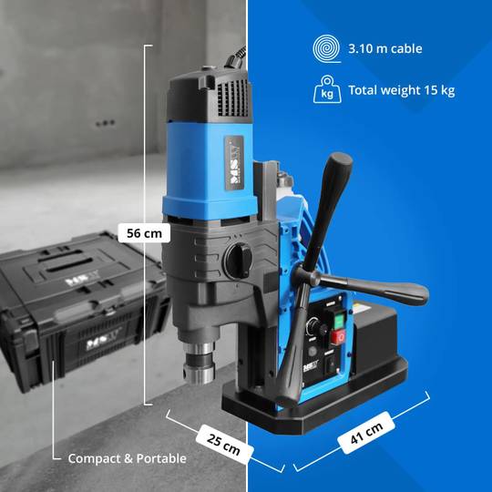 MSW-NNO-20V2 magnetinis gręžtuvas, 1650W, 560 aps./min., maksimalus gręžimo skersmuo 50 mm