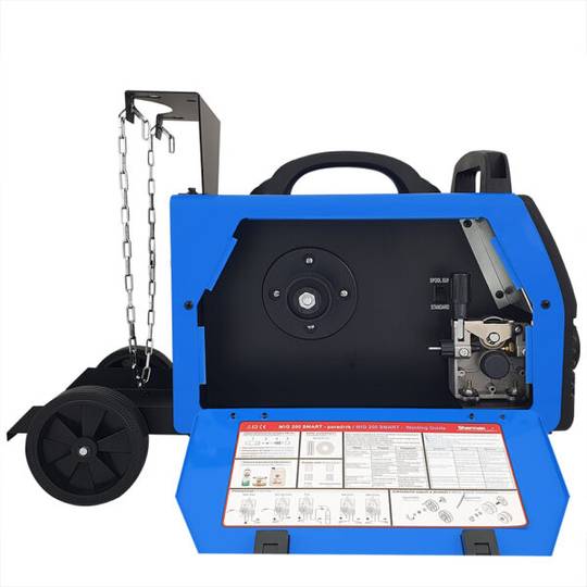 Sherman suvirinimo aparatas MIG 200 SMART su ratukais ir lentyna balionui, 200A, 230V