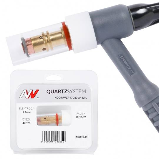 TIG stiklinių antgalių rinkinys Spartus Quartzsystem 17/18/26, elektrodui 2.4mm