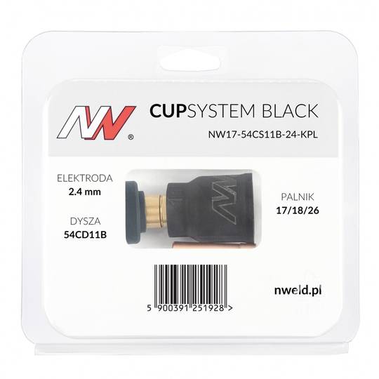 Spartus CupSystem Black TIG keramikos rinkinys 17/18/26 su lęšiu #11, elektrodui 2.4