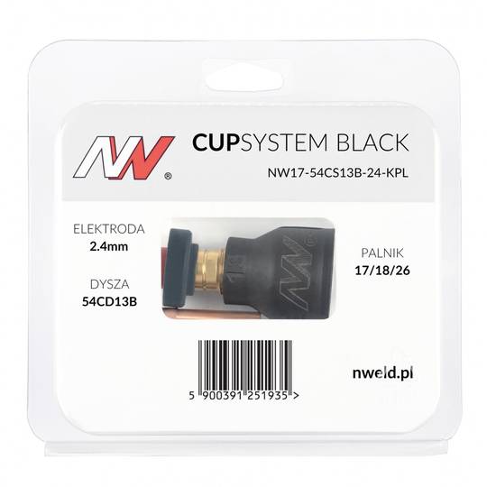 Spartus CupSystem Black TIG keramikos rinkinys 17/18/26 su lęšiu #13, elektrodui 2.4