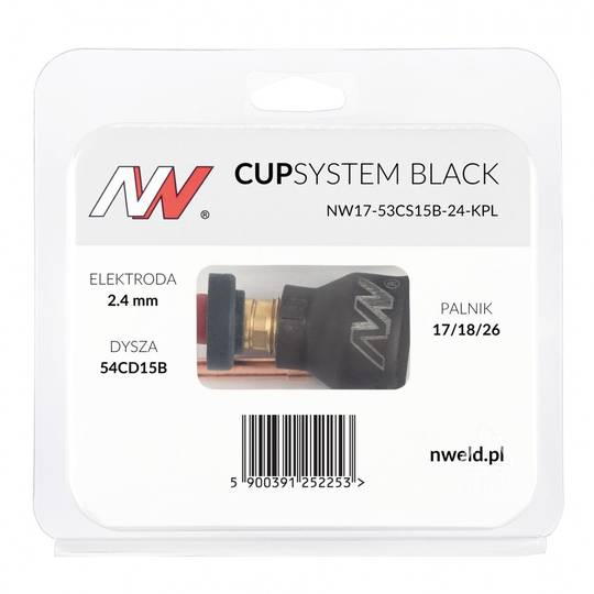 Spartus CupSystem Black TIG keramikos rinkinys 17/18/26 su lęšiu #15, elektrodui 2.4