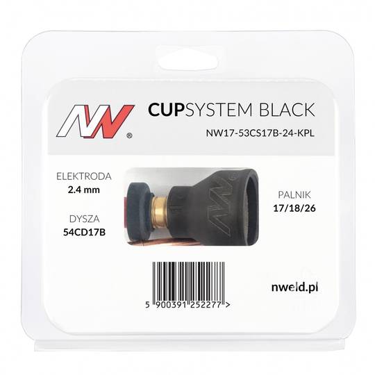 Spartus CupSystem Black TIG keramikos rinkinys 17/18/26 su lęšiu #17, elektrodui 2.4