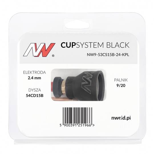 Spartus CupSystem Black TIG keramikos rinkinys 9/20 su lęšiu #15, elektrodui 2.4