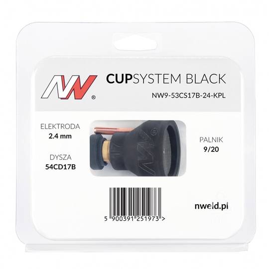 Spartus CupSystem Black TIG keramikos rinkinys 9/20 su lęšiu #17, elektrodui 2.4