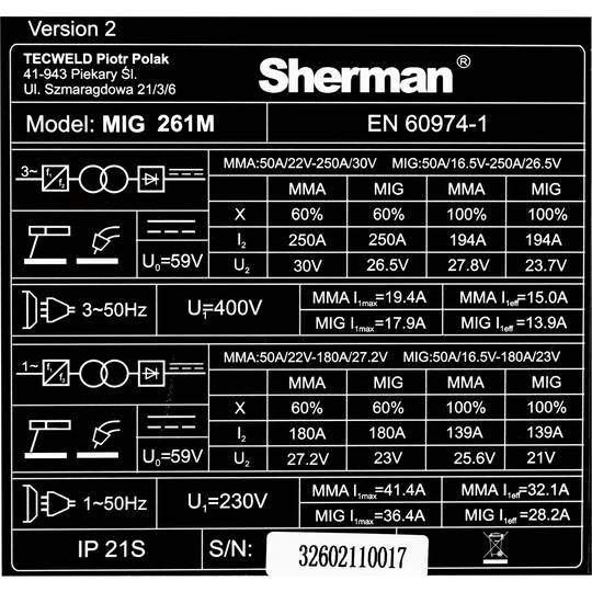 Suvirinimo pusautomatis, MIG 261M/4R, 250A, 230/400V