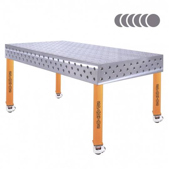Suvirinimo stalas Spartus HERMES 3D, 2000 x 1000 x 200 mm, 4 kojos su ratukais