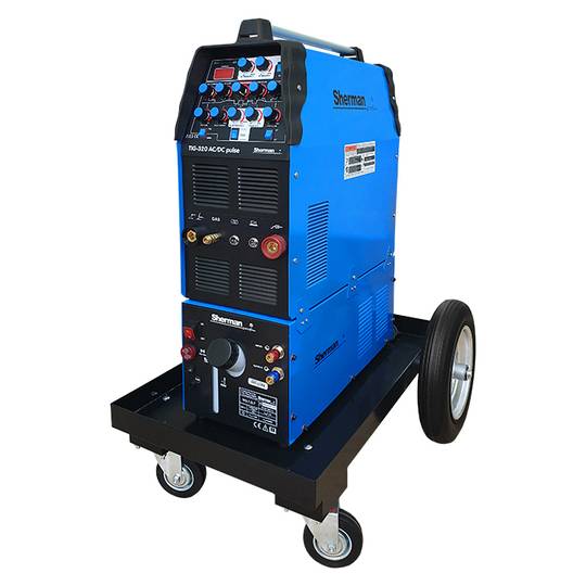 Sherman suvirinimo aparatas TIG 320 AC/DC Pulse su aušintuvu WS-7,5LT ir platforminiu vežimėliu, 320A, 400V