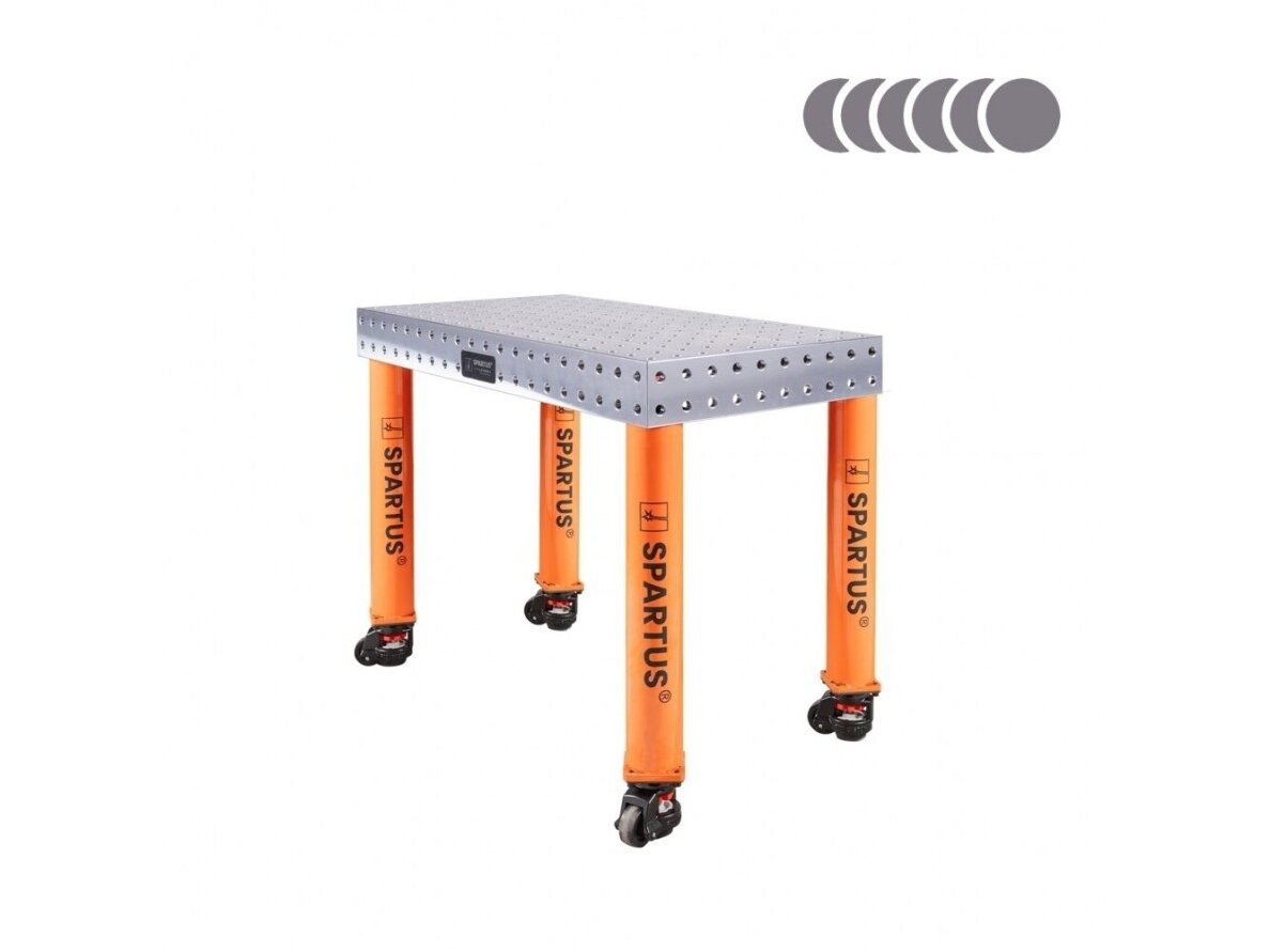 Suvirinimo stalas Spartus Hermes 3D, Ø16, 1000x500x100mm, 4 kojos su ratukais