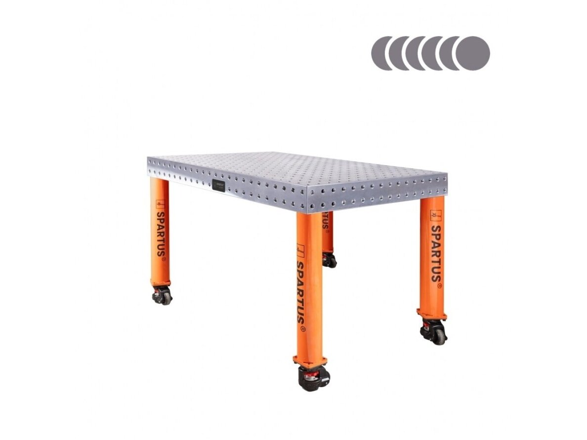 Suvirinimo stalas Spartus Hermes 3D, Ø16, 1200x800x100mm, 4 kojos su ratukais