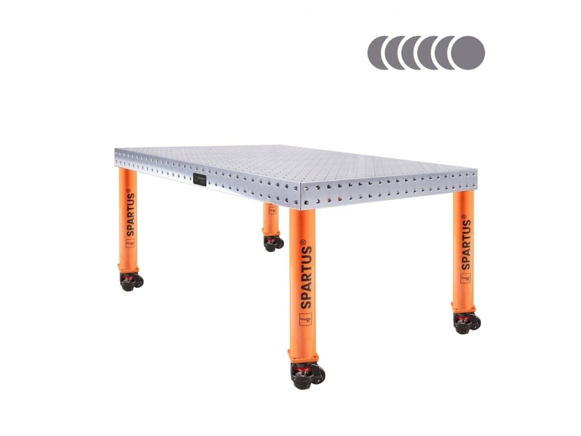Suvirinimo stalas Spartus Hermes 3D, Ø16, 1500x1000x100mm, 4 kojos su ratukais