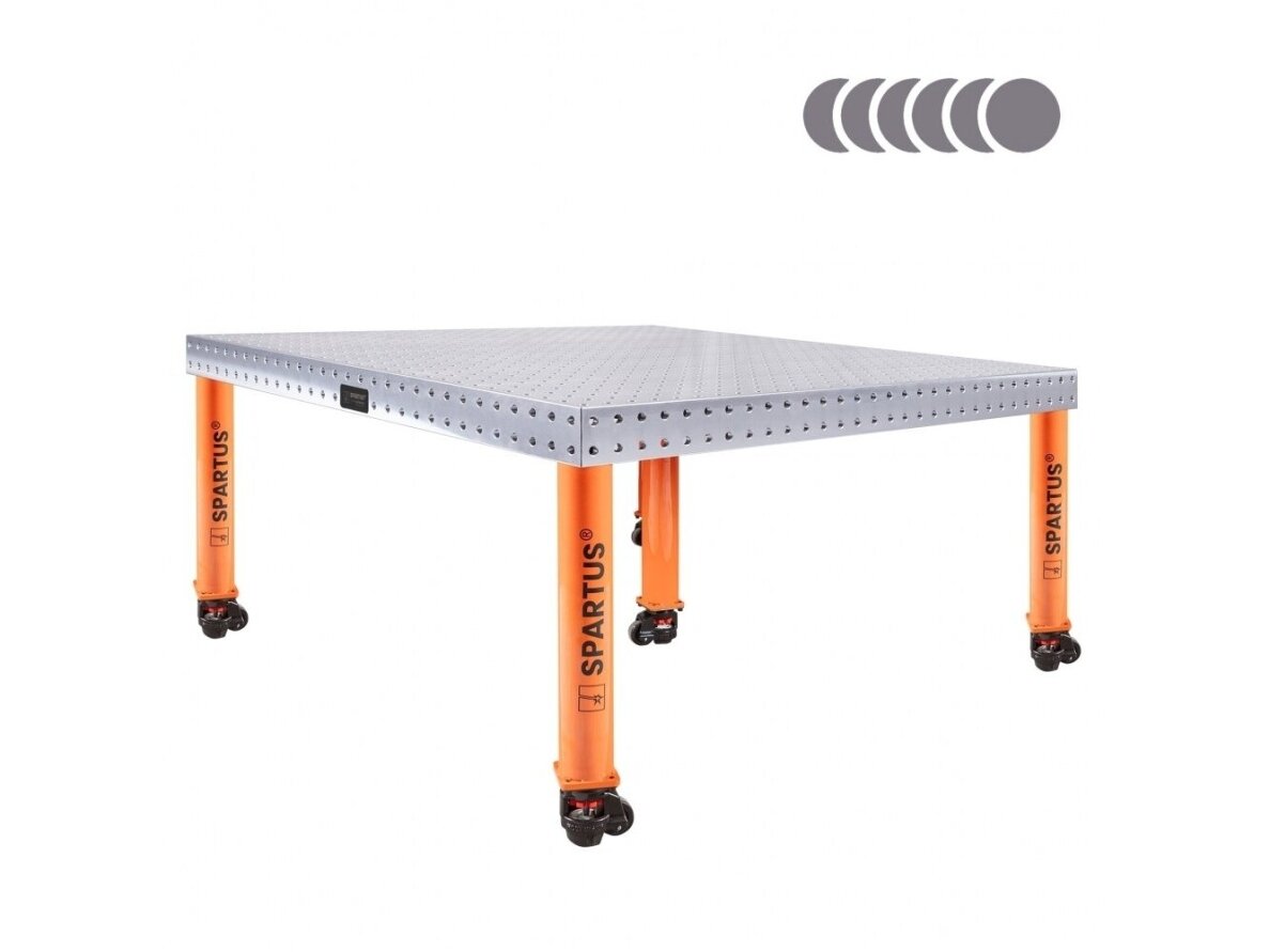 Suvirinimo stalas Spartus Hermes 3D, Ø16, 1500x1500x100mm, 5 kojos su ratukais