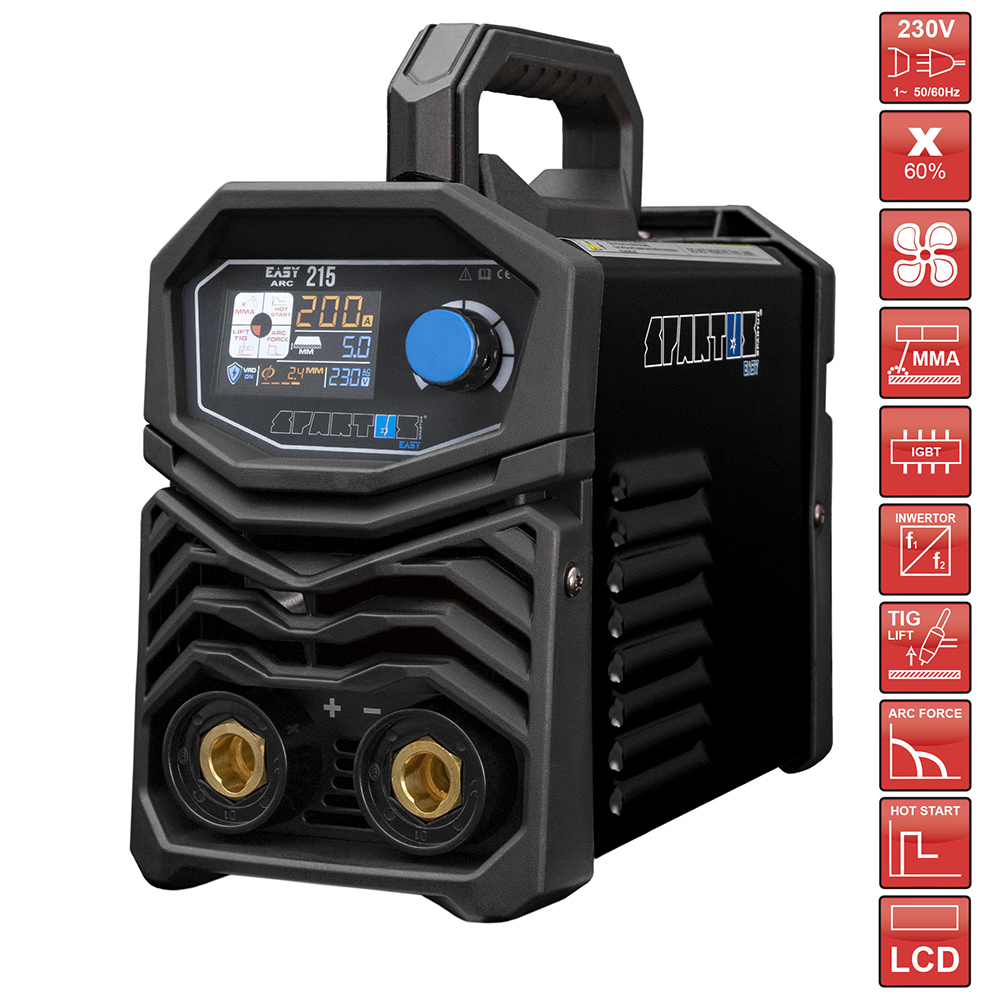 Suvirinimo aparatas SPARTUS® EasyARC 215LCD, 200A, 230V